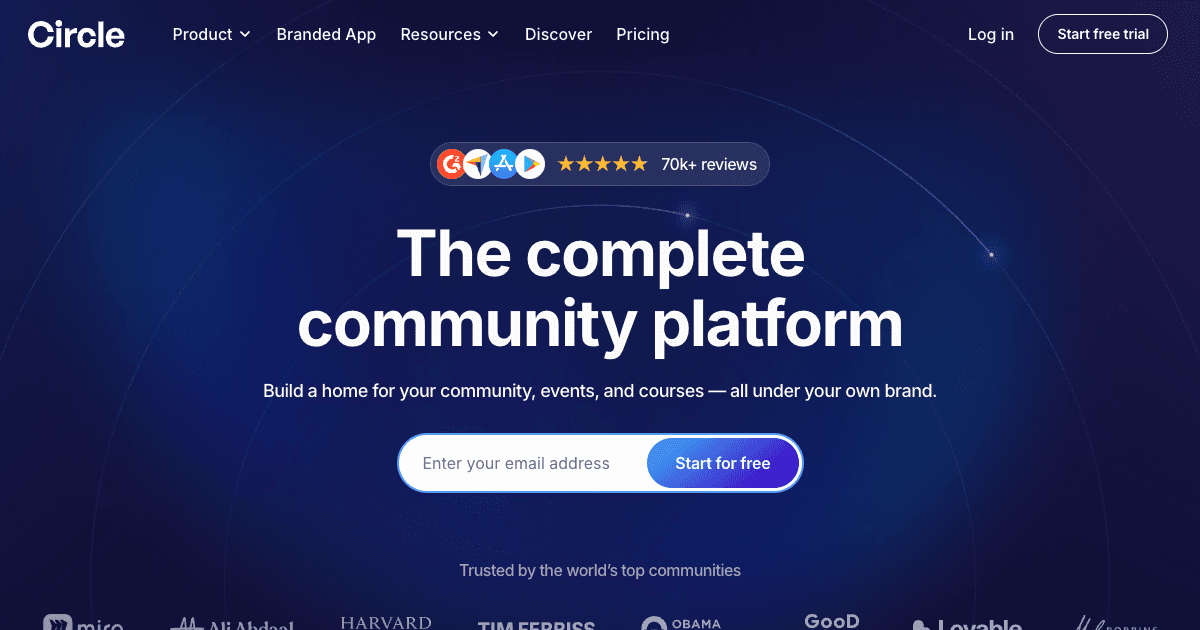 Circle community homepage