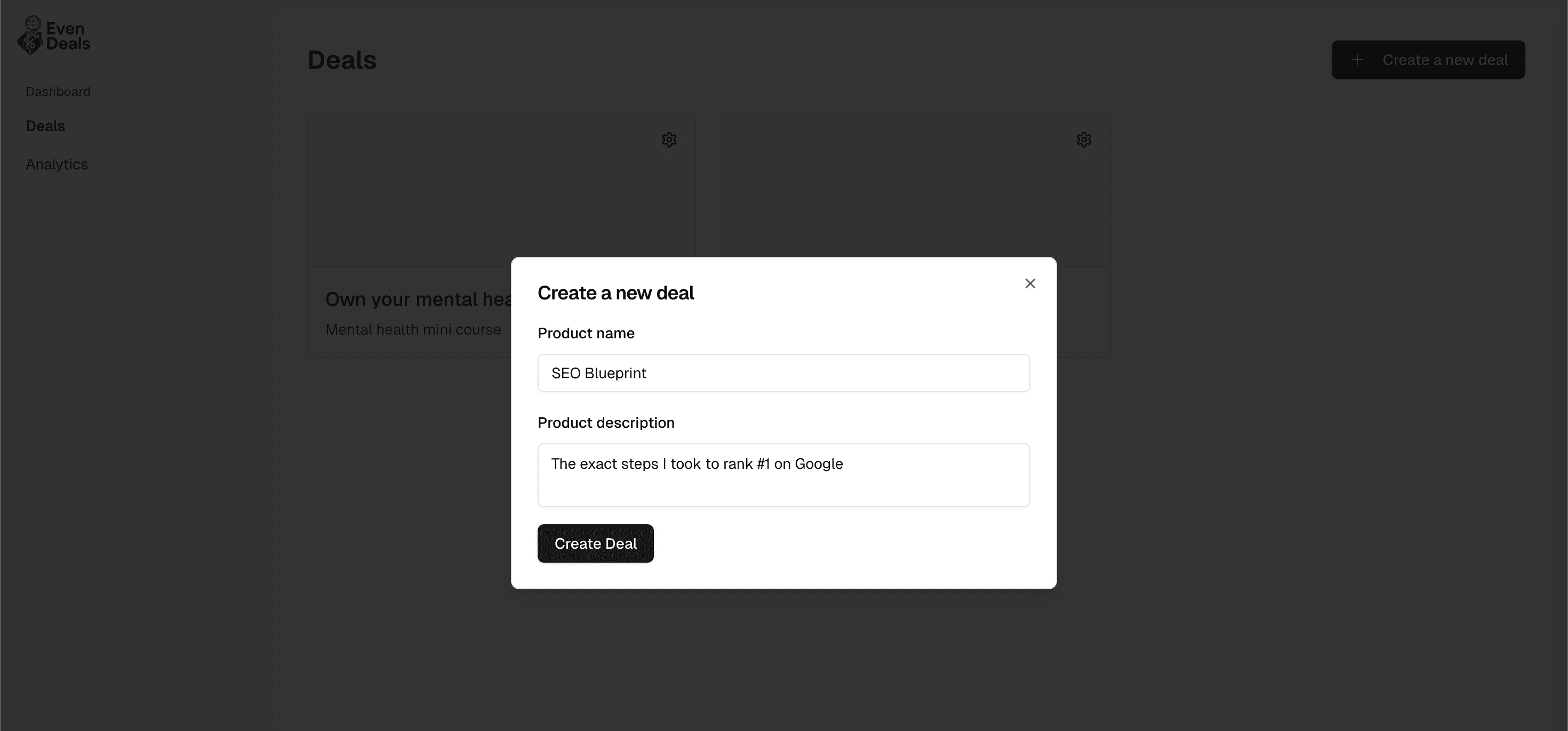 Create deal step 2