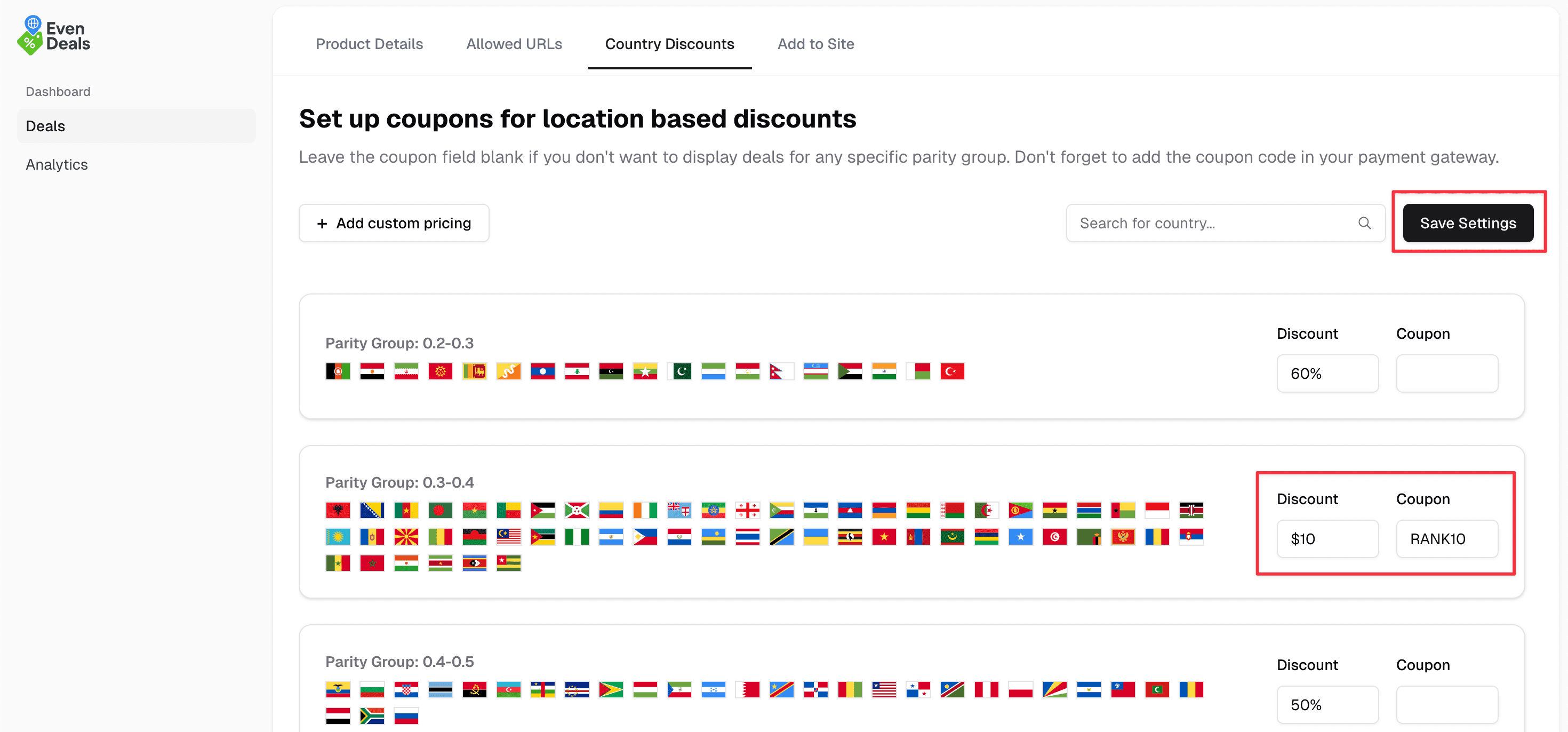 Add coupon codes