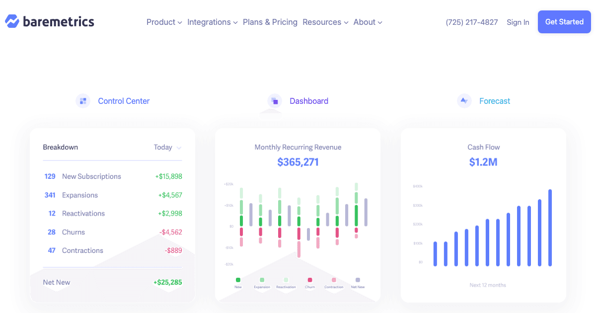 Baremetrics homepage