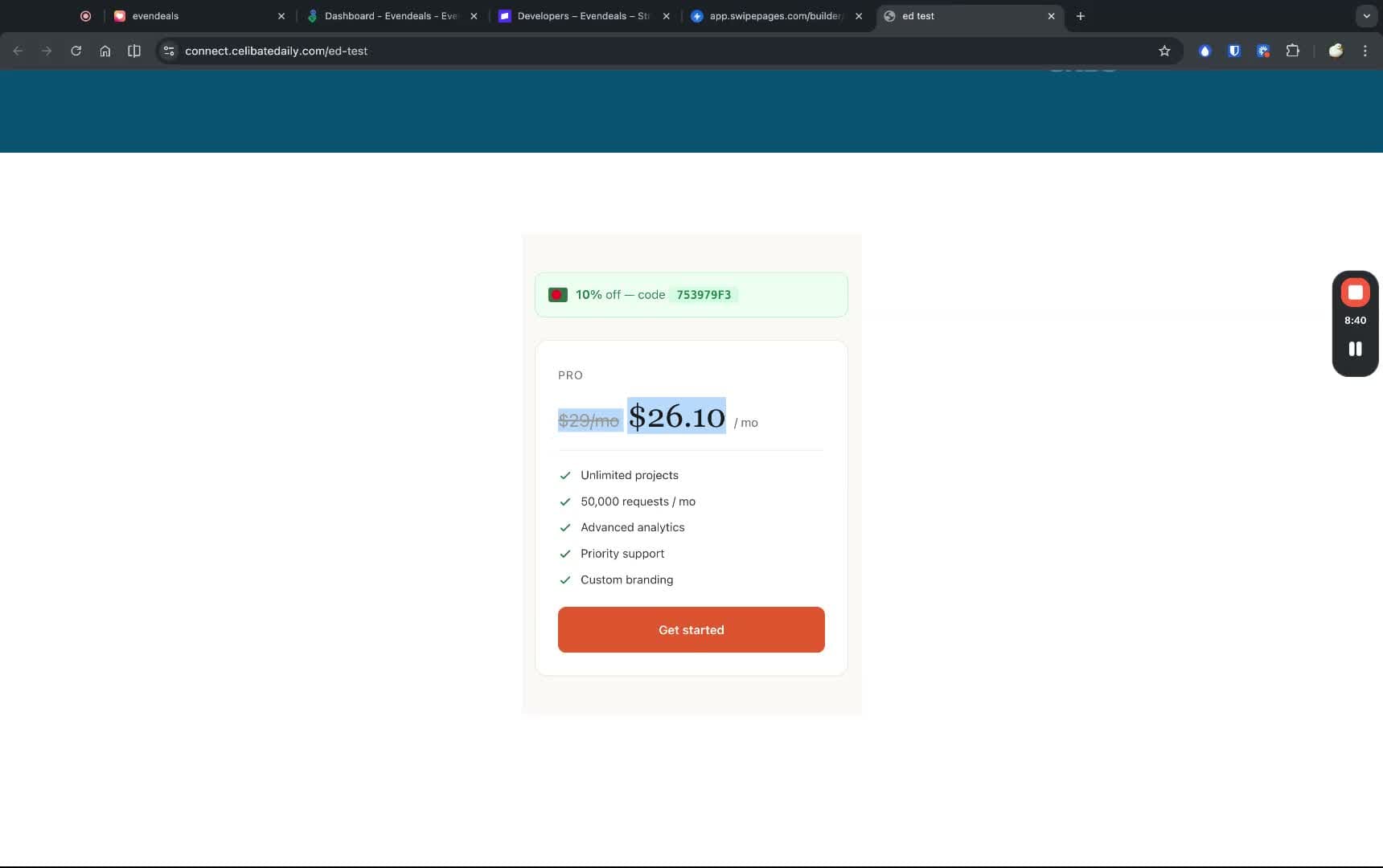 Landing page with purchasing power parity discount applied